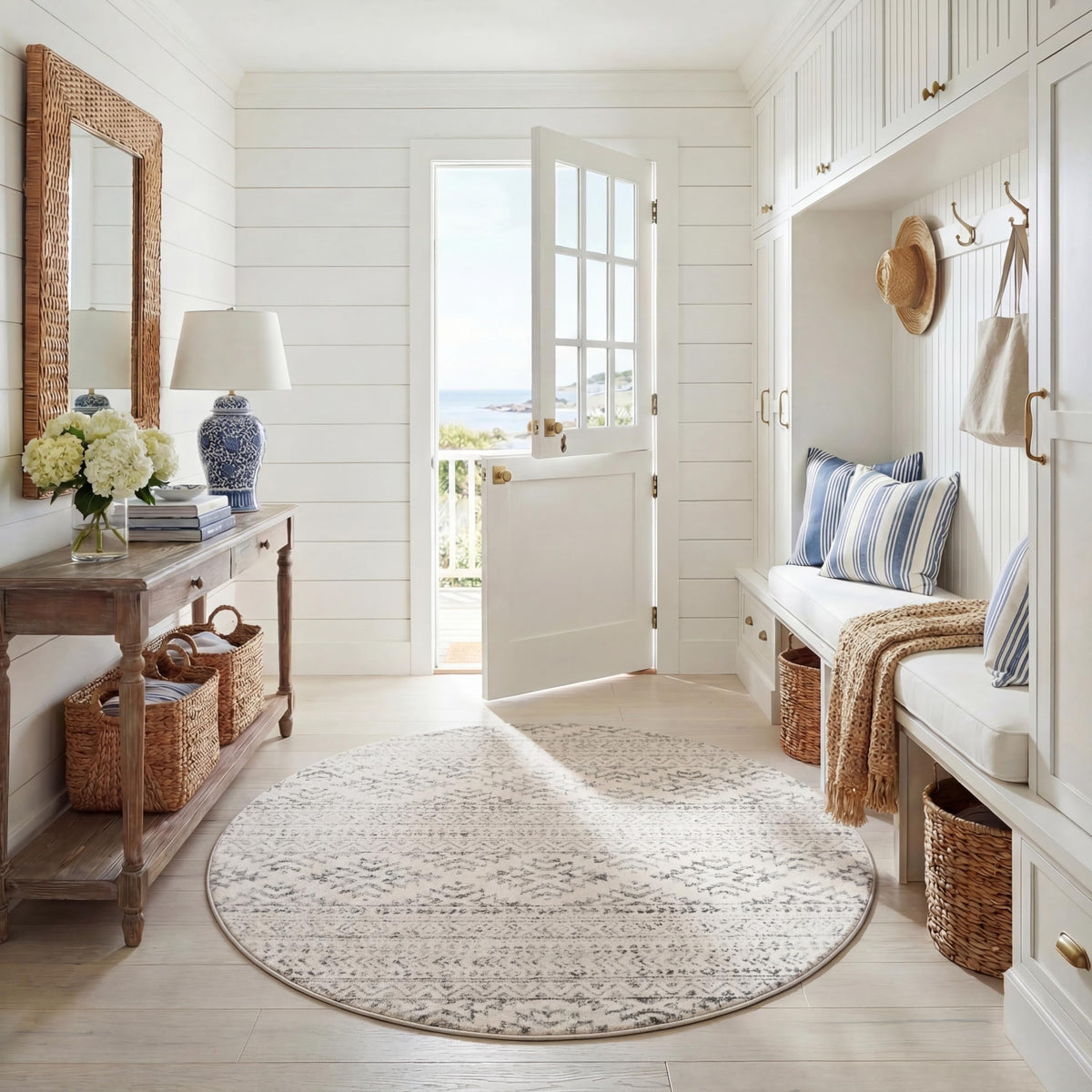 SAFAVIEH Tulum Area Rug 8x10, Large Ivory & Grey TUL272A