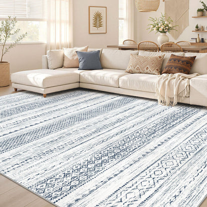 Nakagishi Boho 5x7 Area Rug Living Room Rugs Machine Washable Beige/Brown