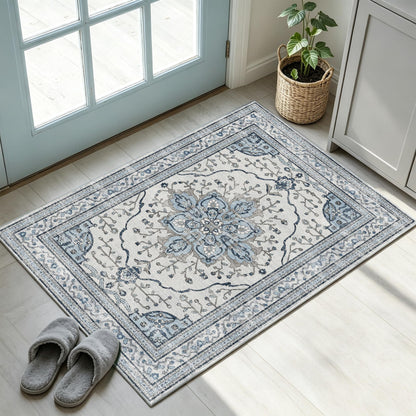 YARNSCAPE 5' x 7' Machine Washable Area Rug, Non-Slip Low-Pile Carpet