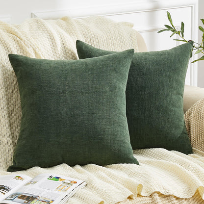 GAWAMAY Decorative Square Throw Pillow Covers 18"x18" Inch Set of 2, Super Soft Chenille Pillows Farmhouse Fall Pillowcase for Living Room Bedroom Sofa Couch Cushion Cover Burnt Orange 45x45cm
