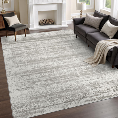 Miukiki 8x10 Area Rug for Living Room, Washable Soft Non Slip Rug Grey