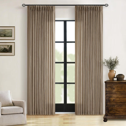 TWODRAPES Natural Pinch Pleated Linen Semi Sheer 84 Inch Curtains 2 Panels