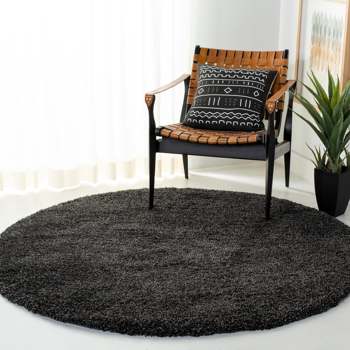 SAFAVIEH Milan Shag Collection 8'6" x 12' Ivory SG180 Solid Non-Shedding Living Room Bedroom Dining Room Entryway Plush 2-inch Thick Area Rug