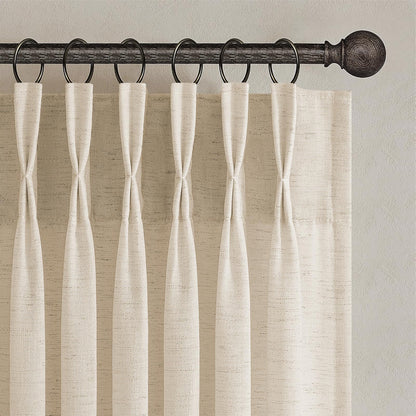Topfinel Oatmeal Beige Pinch Pleated Curtains 84 Inches Long for Living Room 2 Panels Sets,Stone Washed Linen Earth Tone Decor Back Tab Boho Neutral Greige Earthy Sheer Curtain for Bedroom