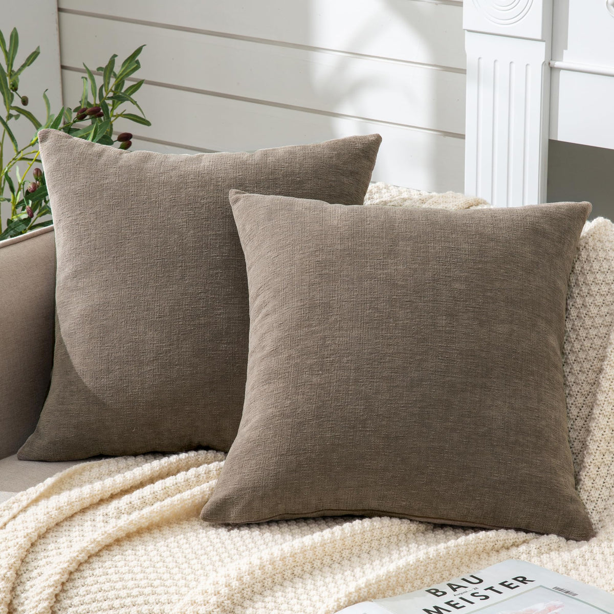 GAWAMAY Lumbar Support Pillow Decorative Rectangle Throw Pillow Covers 12"x20" Inch Set of 2, Soft Chenille Fall Pillowcase for Living Room Bedroom Sofa Couch Cushion Cover Grey 30x50cm (No Insert)