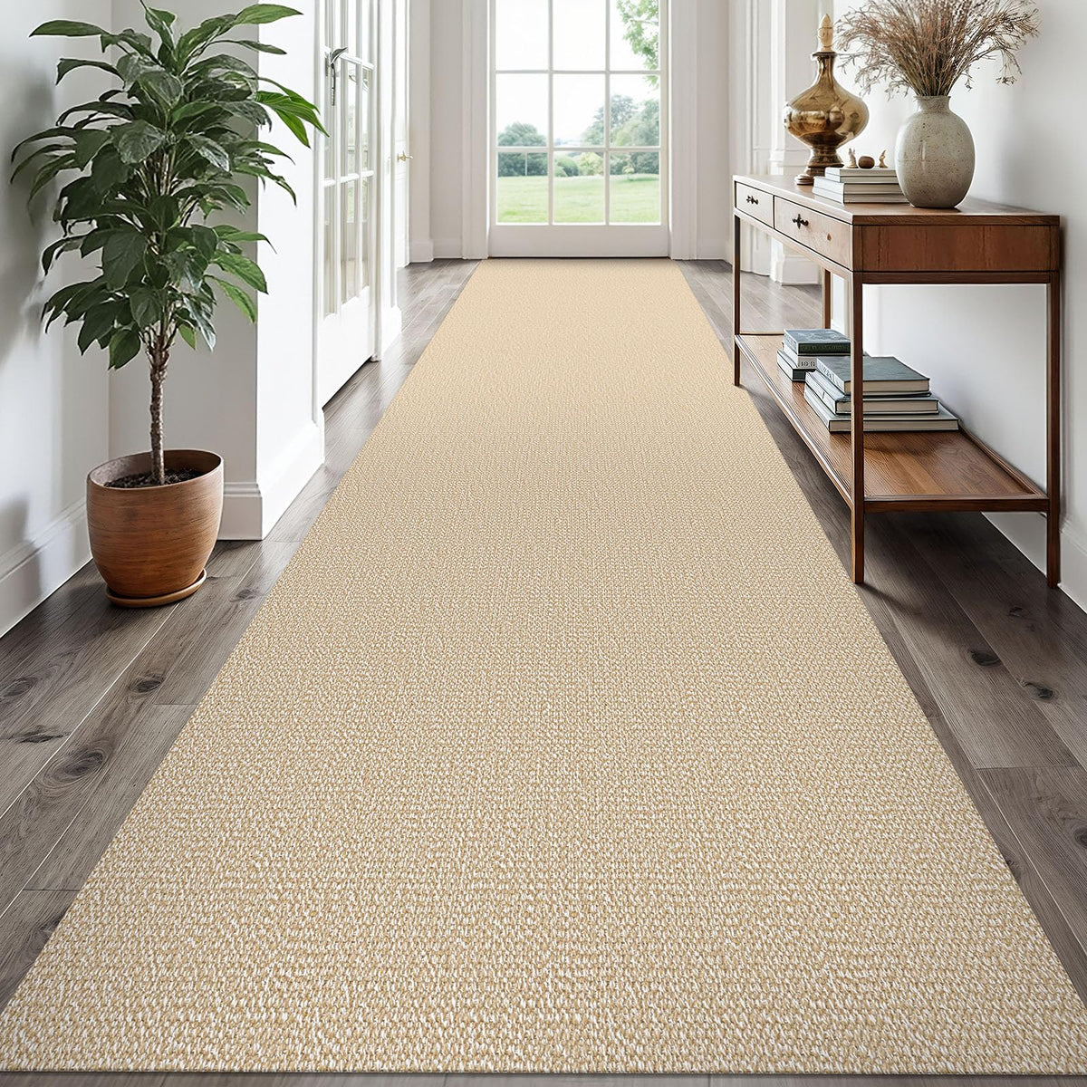 EARTHALL Washable Area Rug, Non Slip Entryway Rug, 4x6 Ft, Sand/Beige