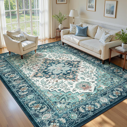 Lofus 5x7 Area Rugs for Living Room Bedroom, Soft Boho Carpet Floral Brown