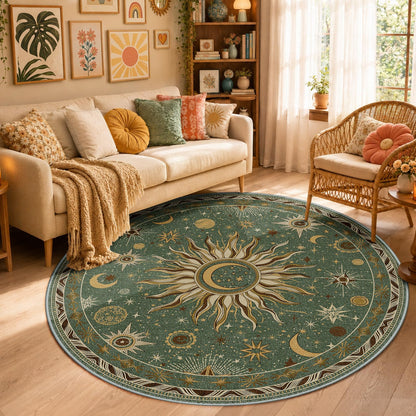 Vacuum-Friendly, 5x7 Washable Area Rug, Black Gold Beige Red
