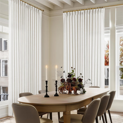 TWODRAPES Natural Pinch Pleated Linen Semi Sheer 84 Inch Curtains 2 Panels