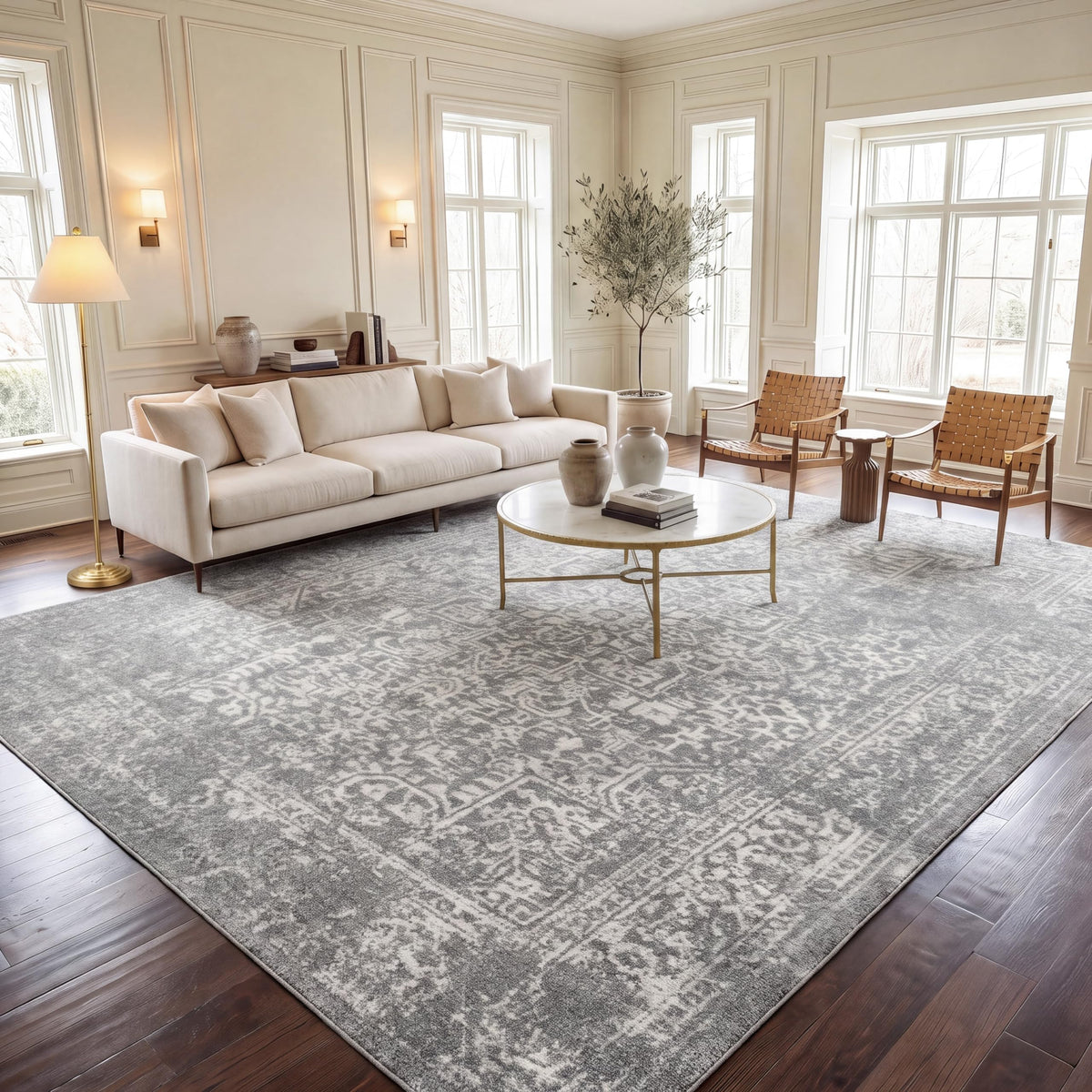 SAFAVIEH Evoke Area Rug 9x12, Large Ivory & Taupe EVK256E