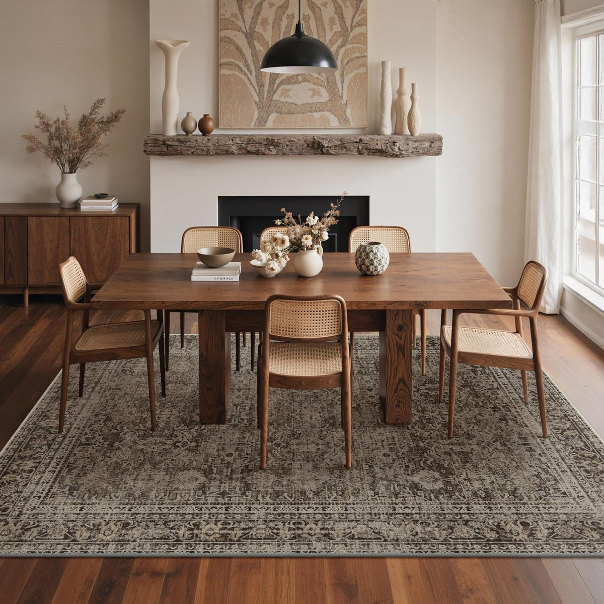 GENIMO 8x10 Washable Area Rugs for Living Room, Non Slip, Taupe Brown