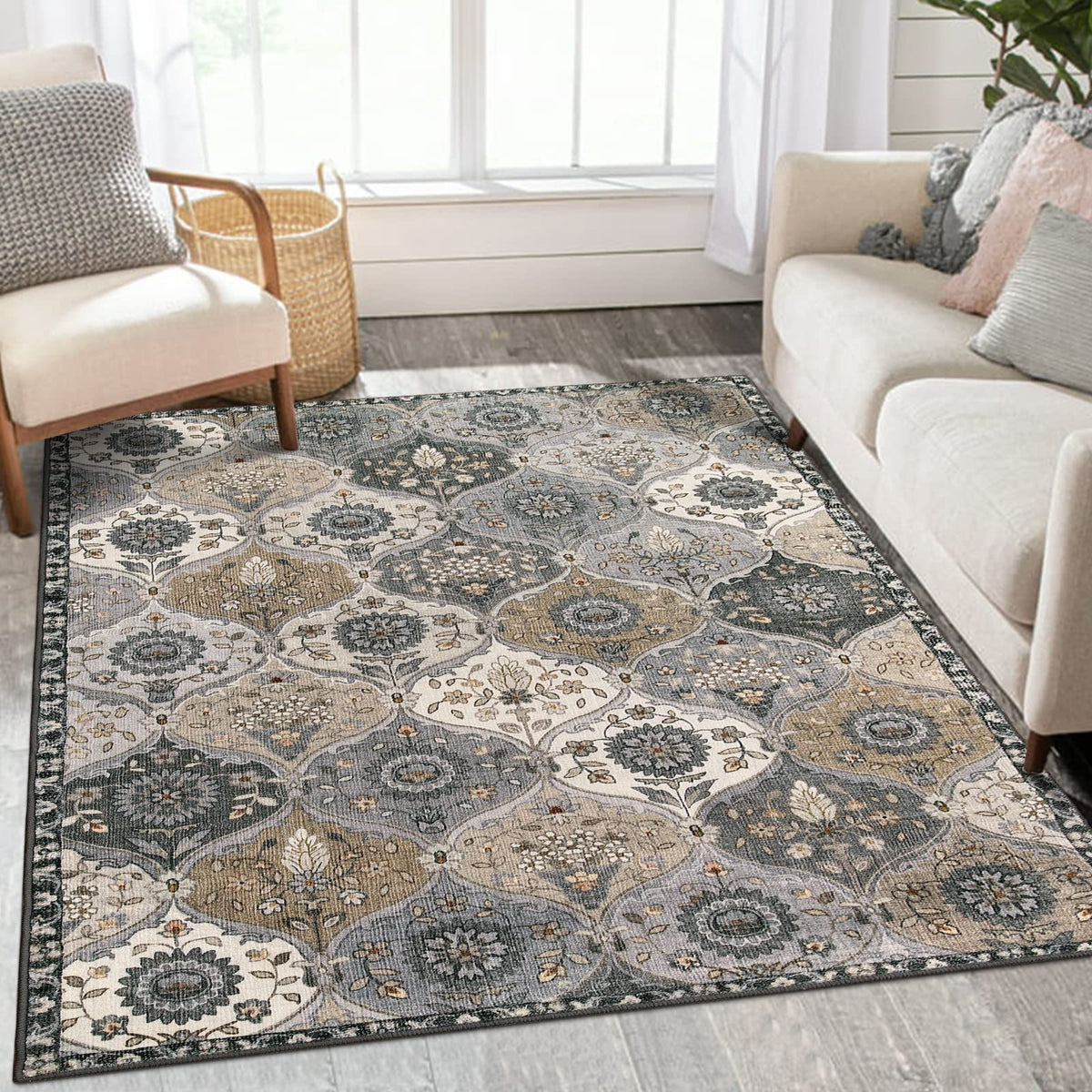 Lahome Moroccan Kitchen Rugs Non Slip Washable, 2x4 Rugs for Entryway