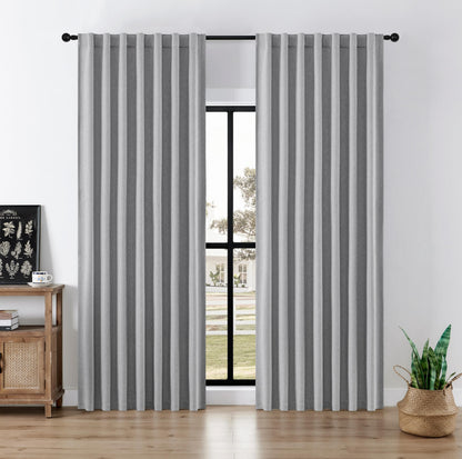 Joydeco Blackout Curtains for Bedroom, Black out curtains 96 inch long 2 Panels, Long Black Drapes with Rod Pocket Back Tab, Room Darkening Noise Reducing & Wrinkle-Free Drapes for Living Room Windows