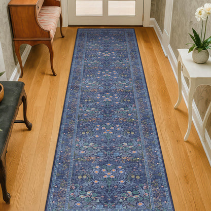 Floral Dark Green Washable Area Rugs 8x10, Vintage Living Room Rug