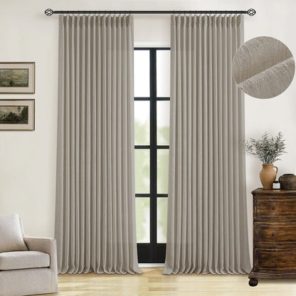 TWODRAPES Natural Pinch Pleated Linen Semi Sheer 84 Inch Curtains 2 Panels