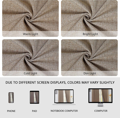 100% Blackout Curtains 84 inch Length Faux Linen (W52 x L84, Beige)