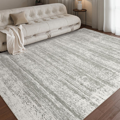 Miukiki 8x10 Area Rug for Living Room, Washable Soft Non Slip Rug Grey