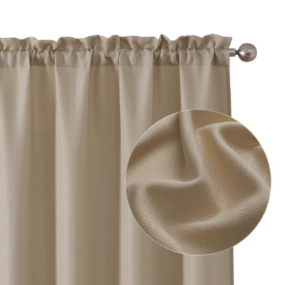 Chyhomenyc White Curtains 45 Inch Length 2 Panels, Faux Linen Textured