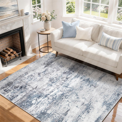 8x10 Area Rugs for Living Room Washable Bedroom Dining Room Blue Grey