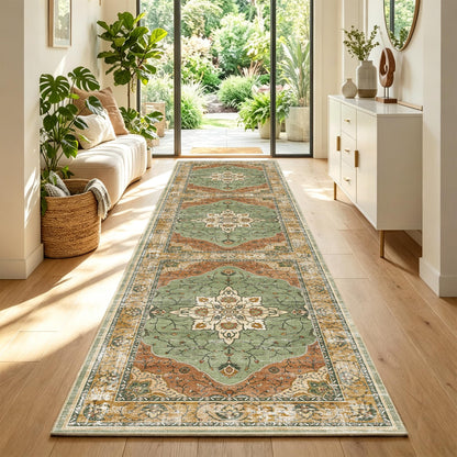 YARNSCAPE 5' x 7' Machine Washable Area Rug, Non-Slip Low-Pile Carpet
