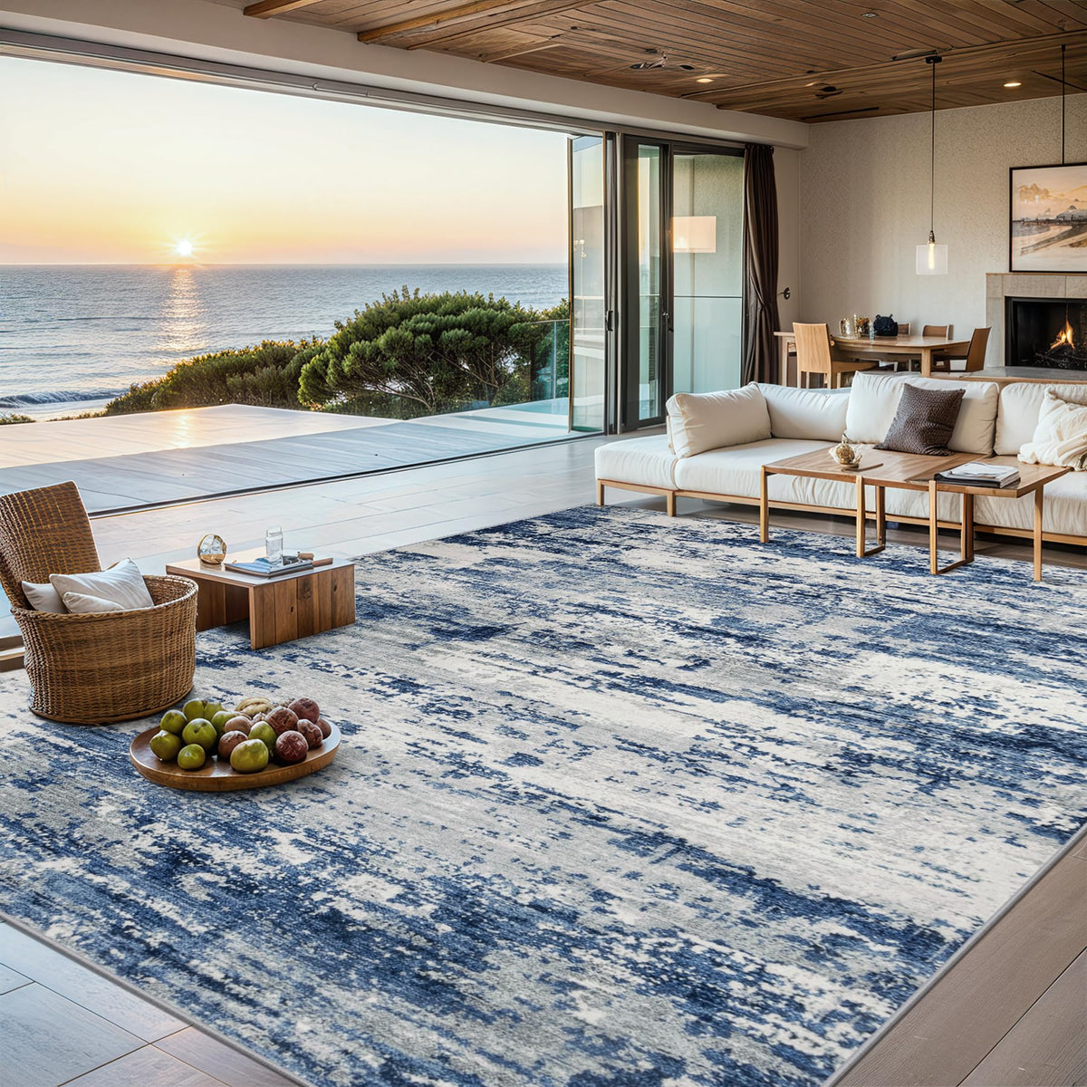 PLHXFR 8x10 Area Rug Living Room: Modern Abstract Washable Carpet Grey