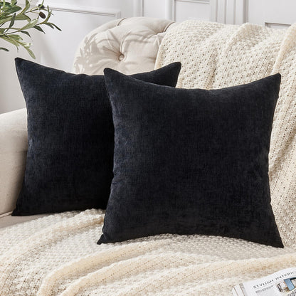 GAWAMAY Lumbar Support Pillow Decorative Rectangle Throw Pillow Covers 12"x20" Inch Set of 2, Soft Chenille Fall Pillowcase for Living Room Bedroom Sofa Couch Cushion Cover Grey 30x50cm (No Insert)