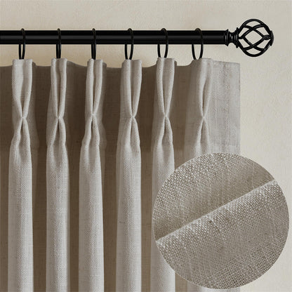 TWODRAPES Natural Pinch Pleated Linen Semi Sheer 84 Inch Curtains 2 Panels