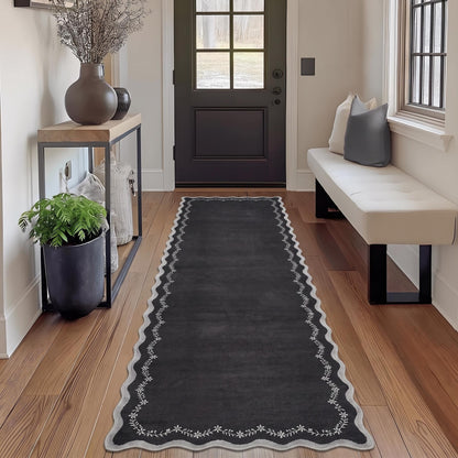 GarveeHome 5x7 Scalloped Area Rug Jute Washable Bedroom Living Room Rug