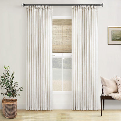 TWODRAPES Natural Pinch Pleated Linen Semi Sheer 84 Inch Curtains 2 Panels