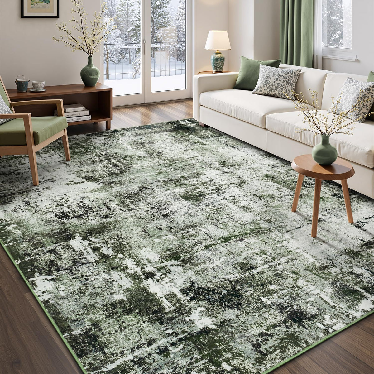 Rugflix 8x10 Area Rug for Living Room, Washable Navy Blue Dark Black Carpet