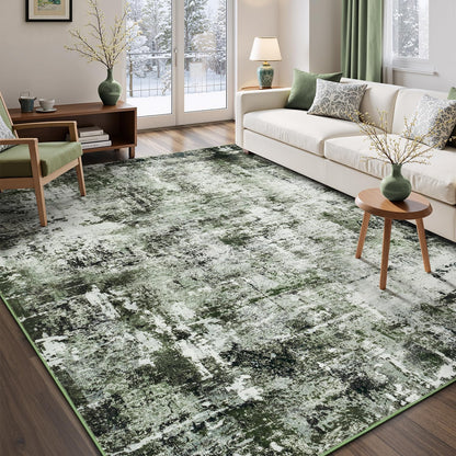 Rugflix 8x10 Area Rug for Living Room, Washable Navy Blue Dark Black Carpet