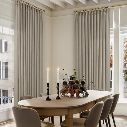 TWODRAPES Natural Pinch Pleated Linen Semi Sheer 84 Inch Curtains 2 Panels