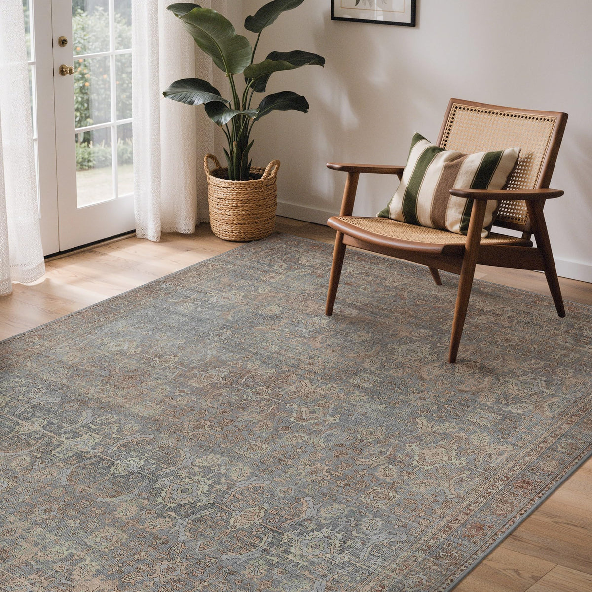 GENIMO 8x10 Washable Area Rugs for Living Room, Non Slip, Taupe Brown