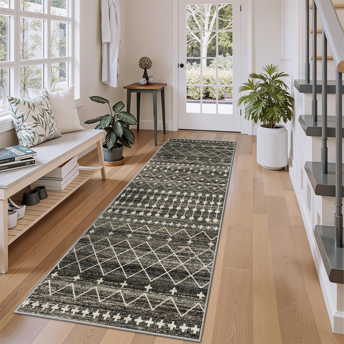 Miukiki 8x10 Area Rug for Living Room, Washable Soft Non Slip Rug Grey