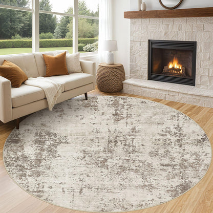 UERMEI 8x10 Area Rug Living Room Rugs - Washable Neutral Modern Abstract Soft Thin Large Rug Indoor Floor No Slip Rug Carpet for Bedroom Under Dining Table Home Office Decor - Brown Grey