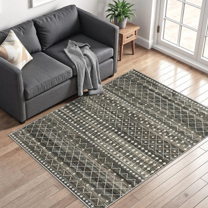Miukiki 8x10 Area Rug for Living Room, Washable Soft Non Slip Rug Grey