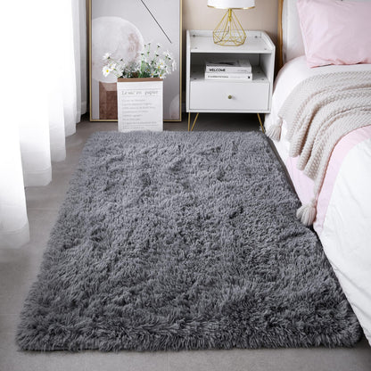 Pink Fluffy 4x6 Area Rugs for Bedroom Girls, Plush Washable Carpet
