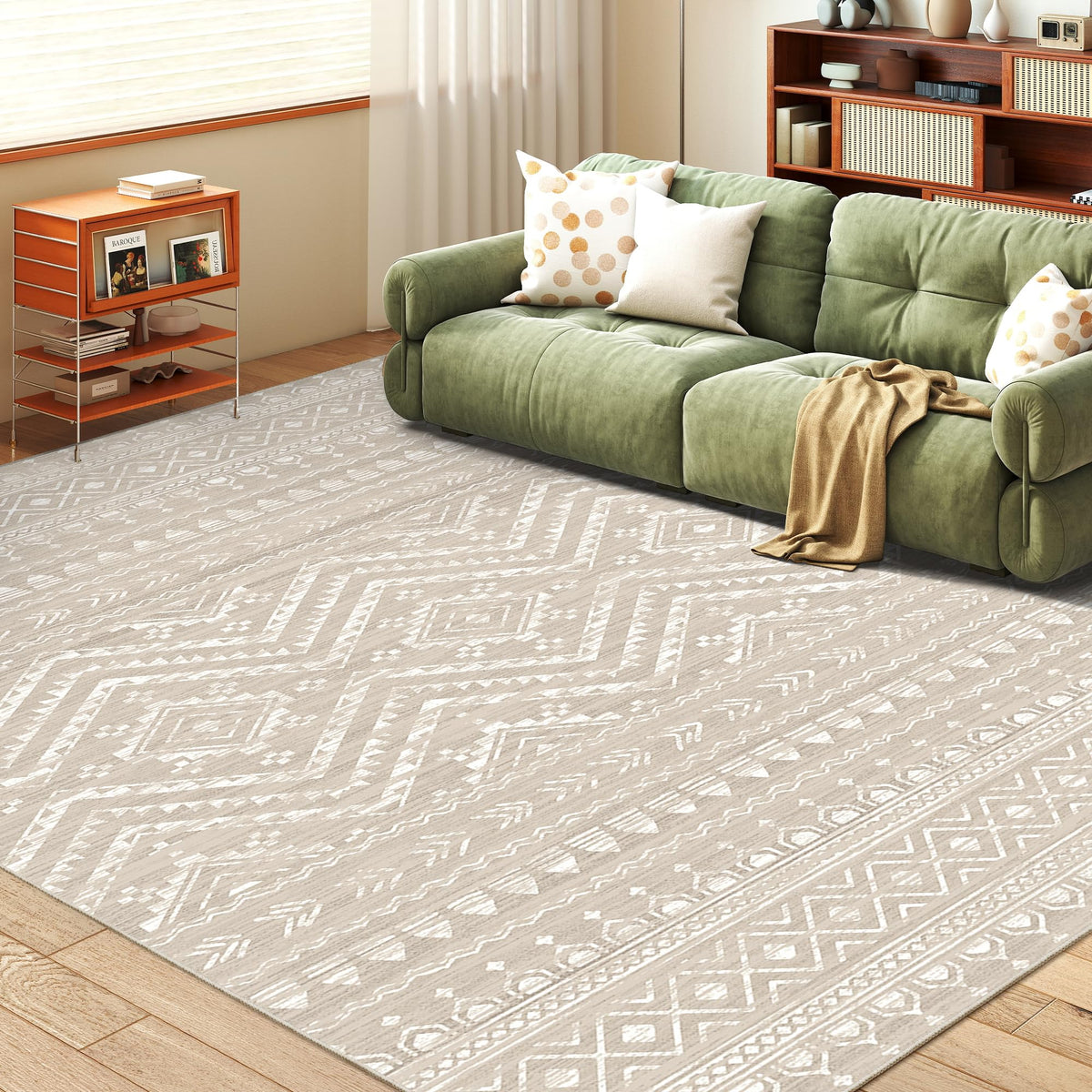Miukiki 8x10 Area Rug for Living Room, Washable Soft Non Slip Rug Grey
