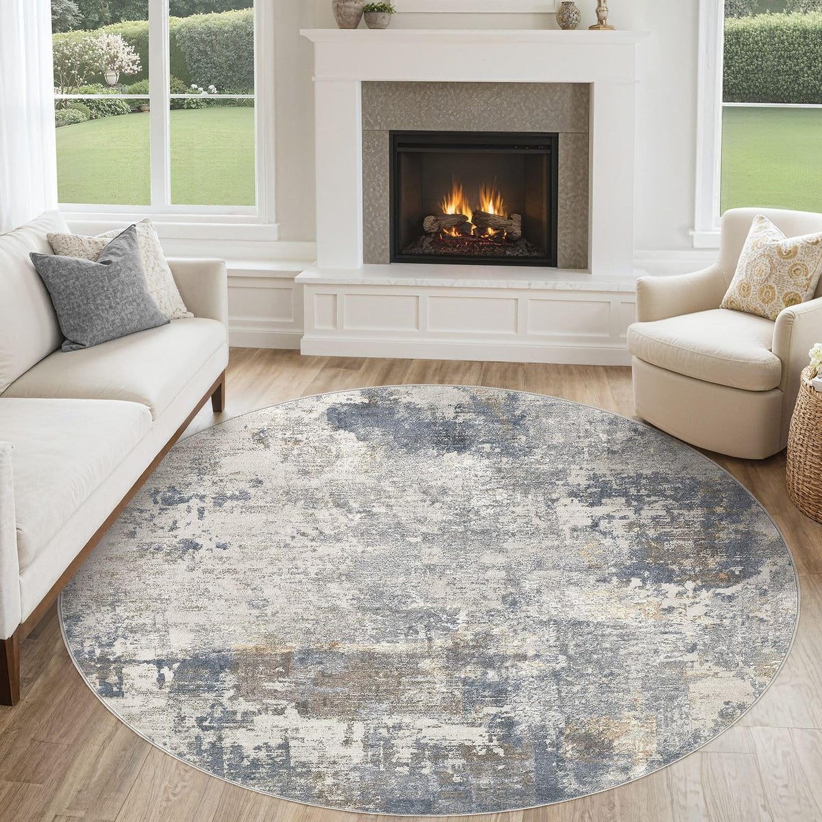 UERMEI 8x10 Area Rug Living Room Rugs - Washable Neutral Modern Abstract Soft Thin Large Rug Indoor Floor No Slip Rug Carpet for Bedroom Under Dining Table Home Office Decor - Brown Grey
