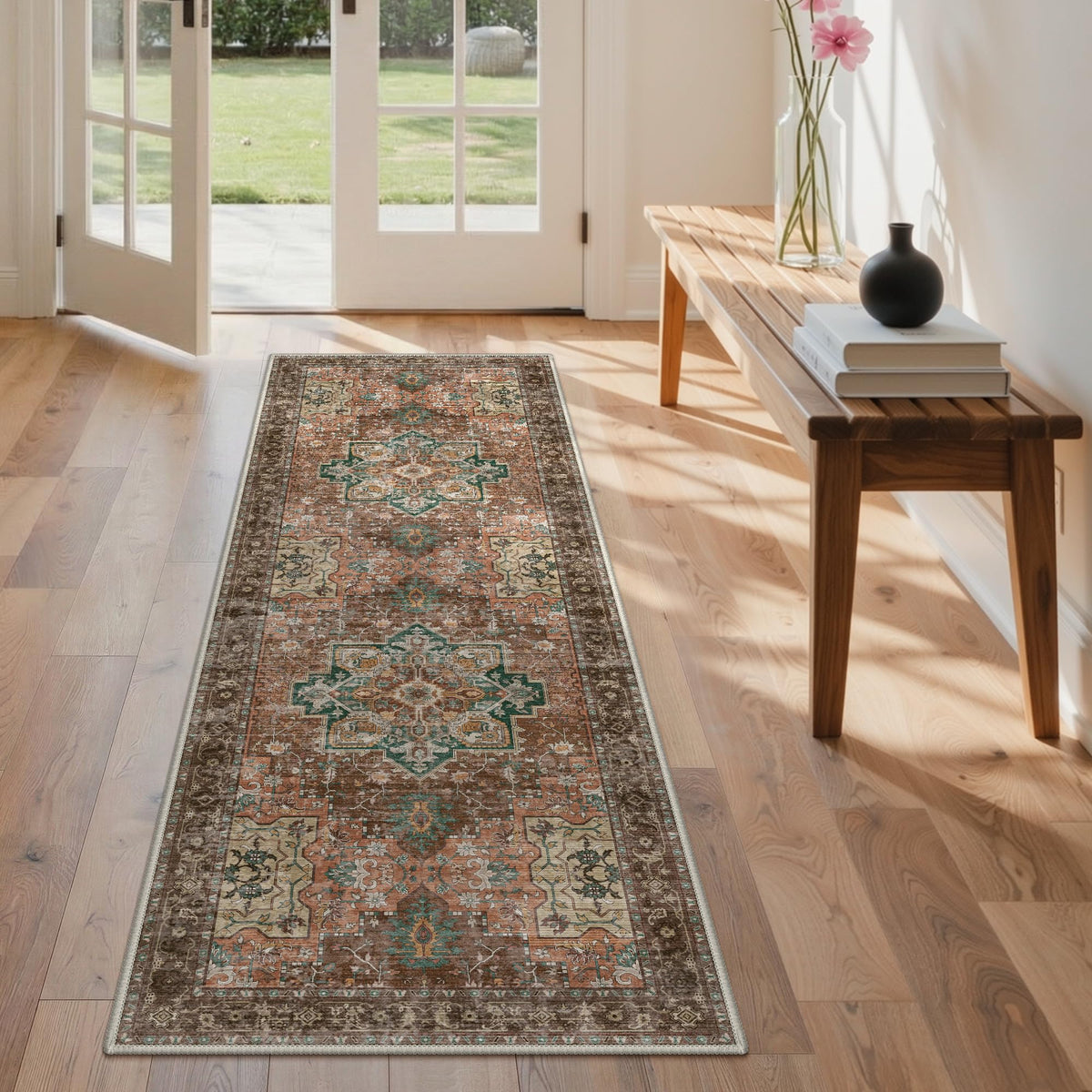 GENIMO 8x10 Washable Area Rugs for Living Room, Non Slip, Taupe Brown