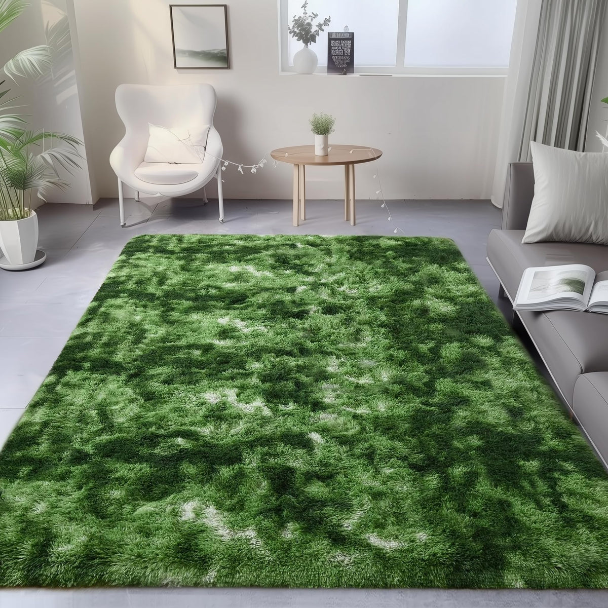 Fluffy Grey Rug for Bedroom 4x6, Modern Area Rugs for Kids Room Living Room
