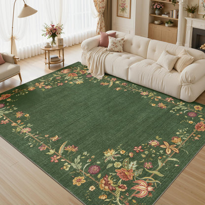 JOLLYVOGUE Washable 8x10 Area Rug for Living Room, Vintage Floral, Beige