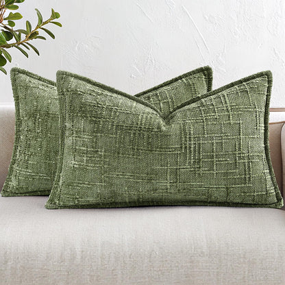 decorUhome Chenille Fall Throw Pillow Covers 18x18 Set of 2, Mustard Yellow