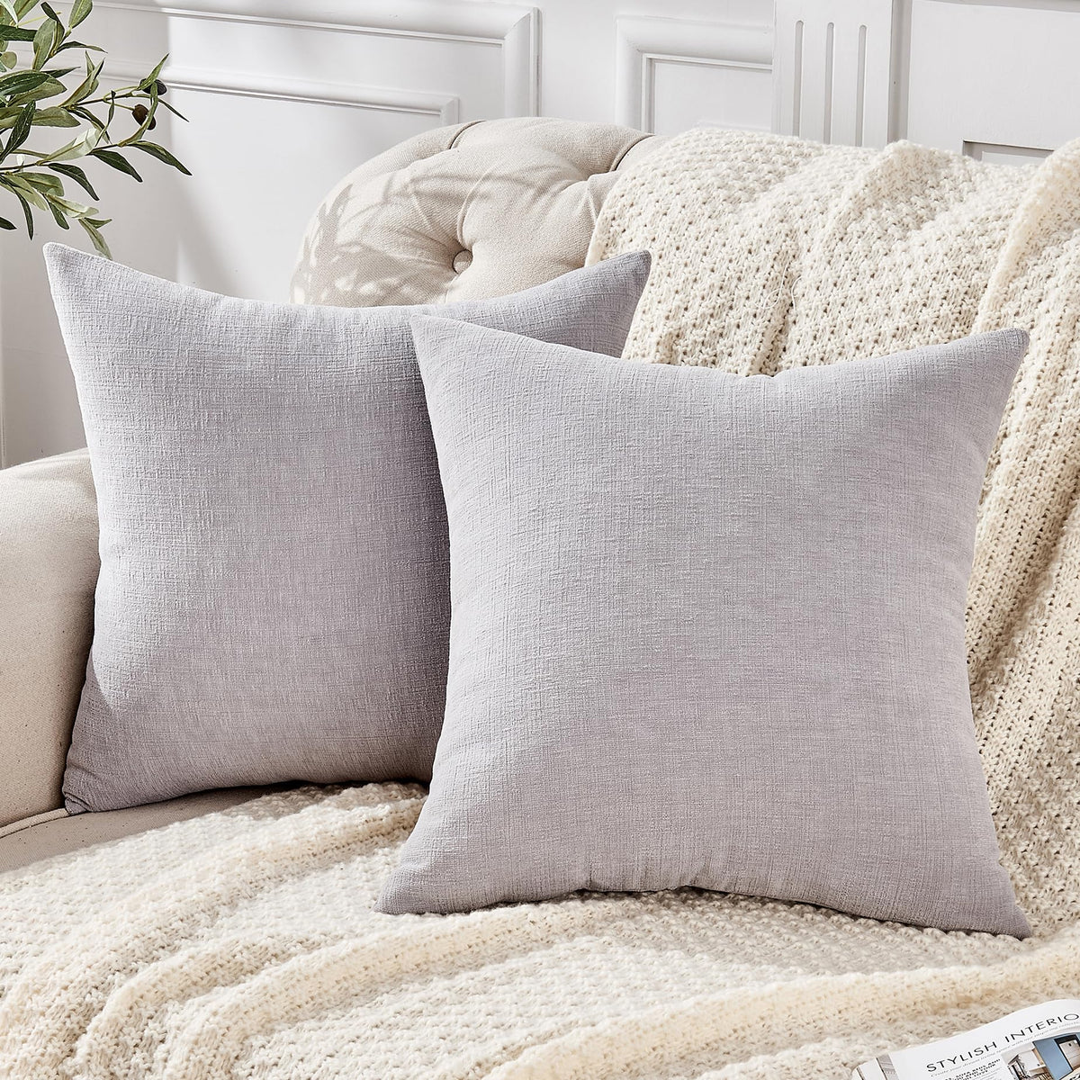 GAWAMAY Decorative Square Throw Pillow Covers 18"x18" Inch Set of 2, Super Soft Chenille Pillows Farmhouse Fall Pillowcase for Living Room Bedroom Sofa Couch Cushion Cover Burnt Orange 45x45cm