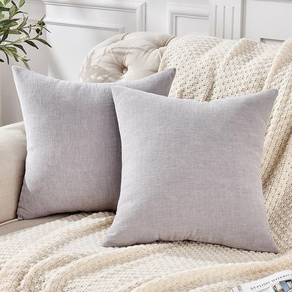 GAWAMAY Lumbar Support Pillow Decorative Rectangle Throw Pillow Covers 12"x20" Inch Set of 2, Soft Chenille Fall Pillowcase for Living Room Bedroom Sofa Couch Cushion Cover Grey 30x50cm (No Insert)