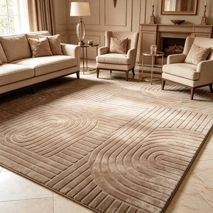Beige Solid Area Rug 8x10, Washable Rugs for Living Room Bedroom