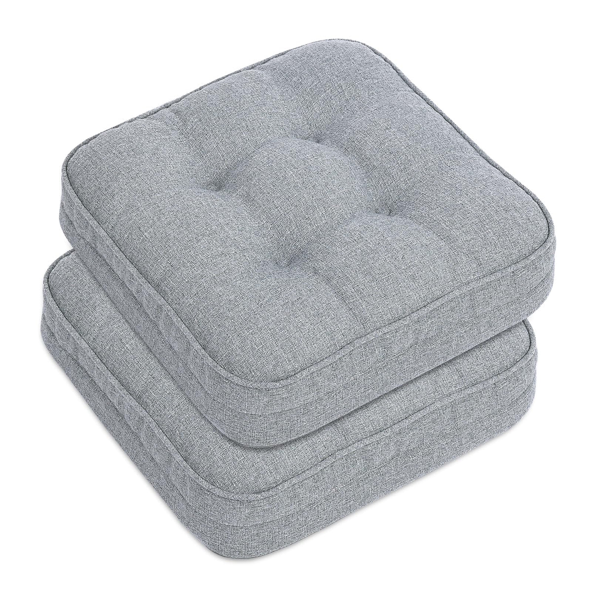 GOFORIT Chair Cushions,Tufted Shredded Memory Foam Chair Pads, Non-Slip Seat Cushions with Removable Cover, 16'' x 16'', Beige