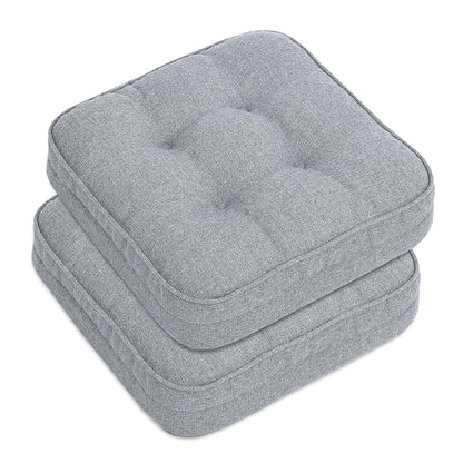GOFORIT Chair Cushions,Tufted Shredded Memory Foam Chair Pads, Non-Slip Seat Cushions with Removable Cover, 16'' x 16'', Beige