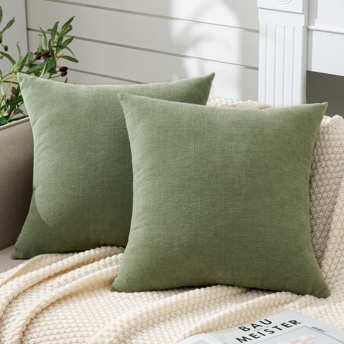 GAWAMAY Decorative Square Throw Pillow Covers 18"x18" Inch Set of 2, Super Soft Chenille Pillows Farmhouse Fall Pillowcase for Living Room Bedroom Sofa Couch Cushion Cover Burnt Orange 45x45cm