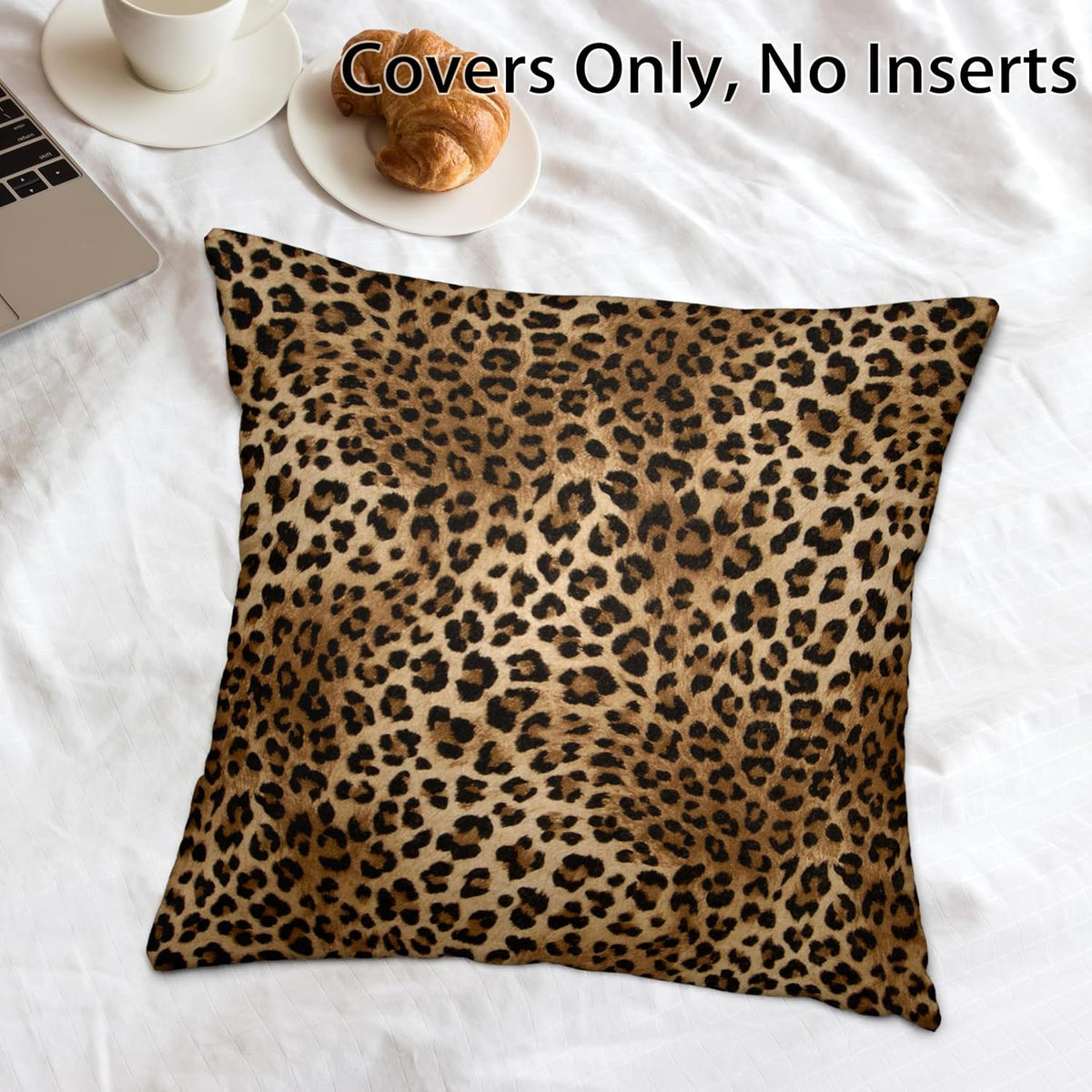Leopard Print Throw Pillow Covers 18x18 Inches Deep Brown Cheeth Decorative Pillow Case Set of 2 Soft Velvet Pillows Cushion Cover for Couch Bed Sofa Living Room (Deep Brown, 18" L x 18" W)
